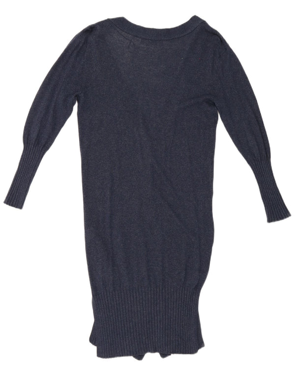 Suéter cardigã feminino Longline Marks & Spencer Reino Unido 10 pequeno azul marinho