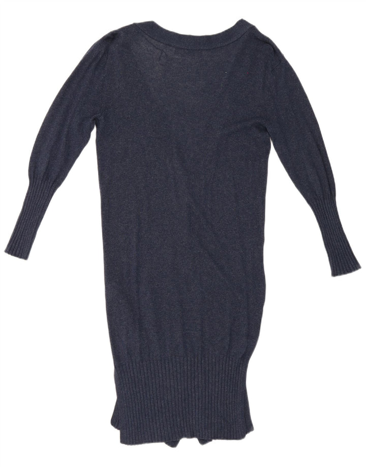 Suéter cardigã feminino Longline Marks & Spencer Reino Unido 10 pequeno azul marinho