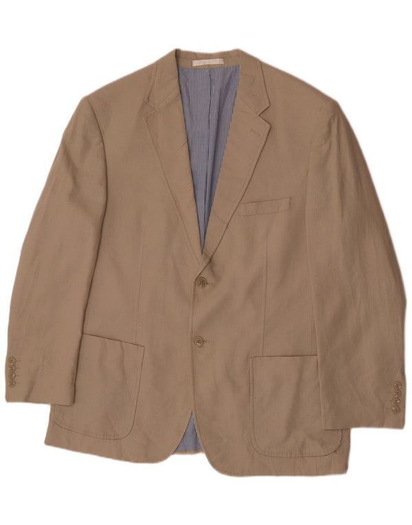 Jaqueta blazer masculina de 2 botões Marks & Spencer Reino Unido 42 linho bege grande