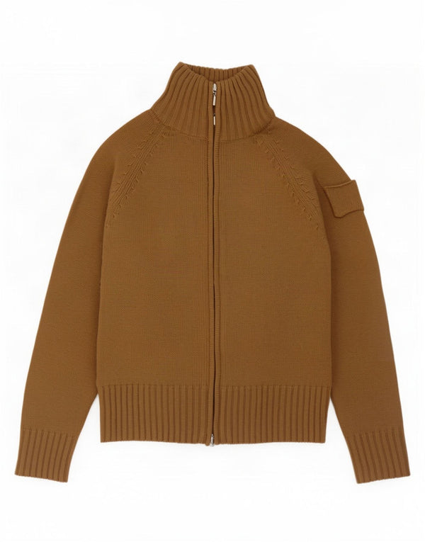 Suéter cardigã feminino Zara UK 12 acrílico cáqui médio