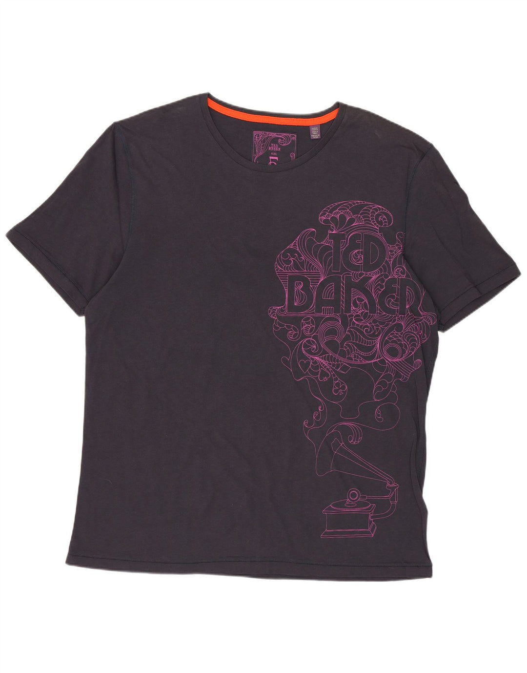 Camiseta gráfica masculina Ted Baker tamanho superior 5 XL azul marinho algodão