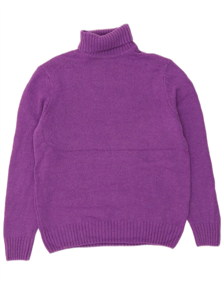 Suéter feminino Zara com gola redonda e lã roxa média UK 14