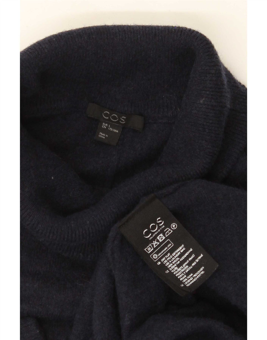 Cos vestido feminino com gola redonda e grande tamanho Reino Unido 16 grande lã azul marinho