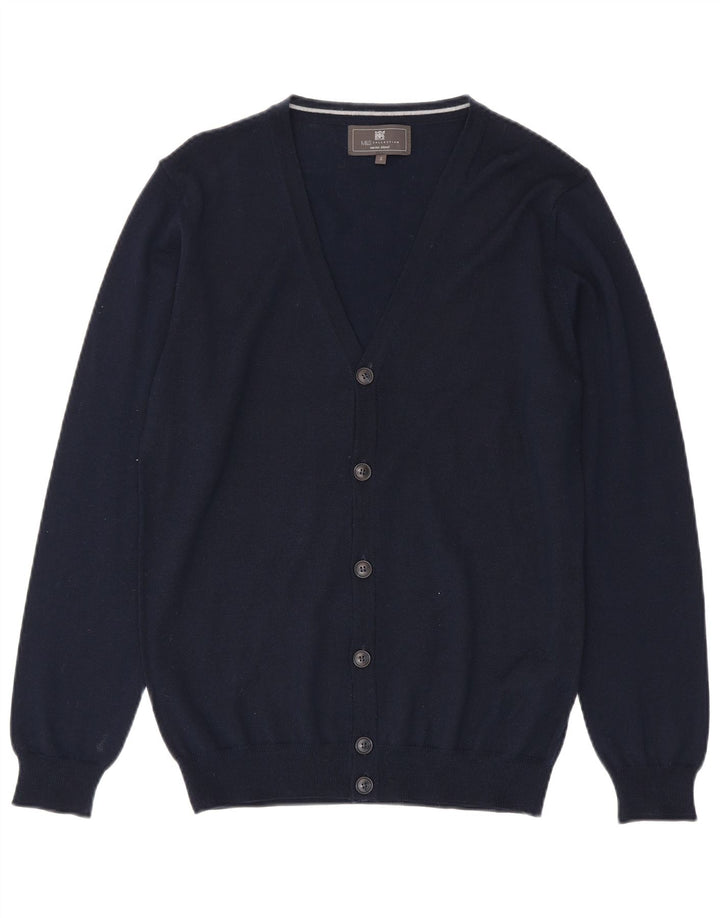 Suéter cardigã masculino Marks & Spencer pequeno azul marinho acrílico