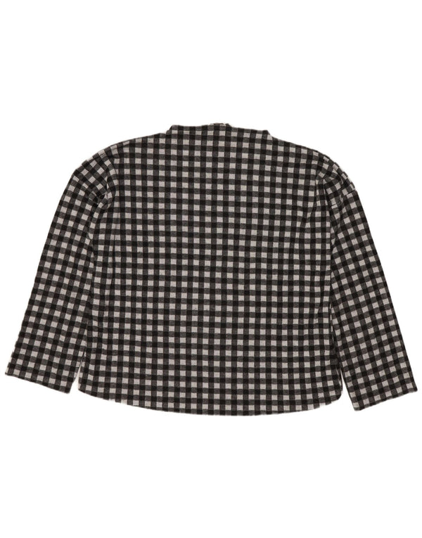 Zara Womens Trafaluc Oversized Top Manga Longa Reino Unido 10 Pequeno Preto Gingham
