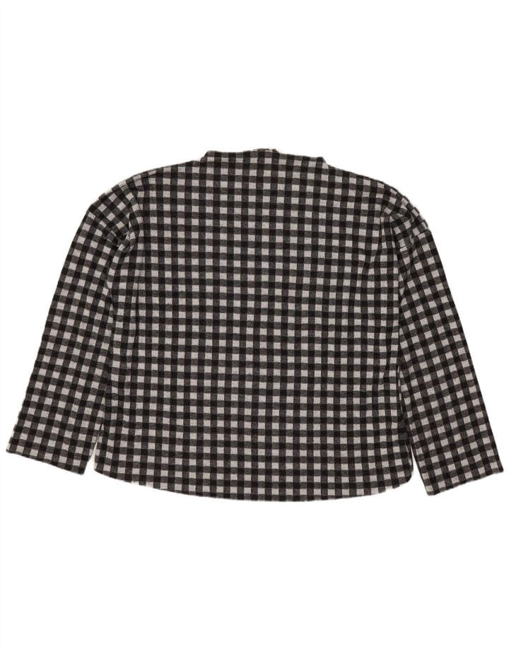 Zara Womens Trafaluc Oversized Top Manga Longa Reino Unido 10 Pequeno Preto Gingham