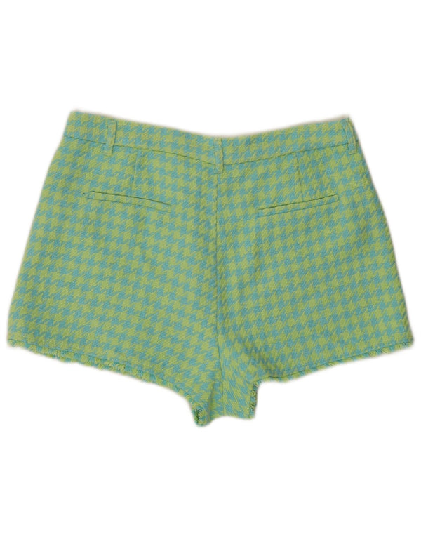 Zara Shorts feminino cintura alta casual 2XL W34 azul houndstooth algodão