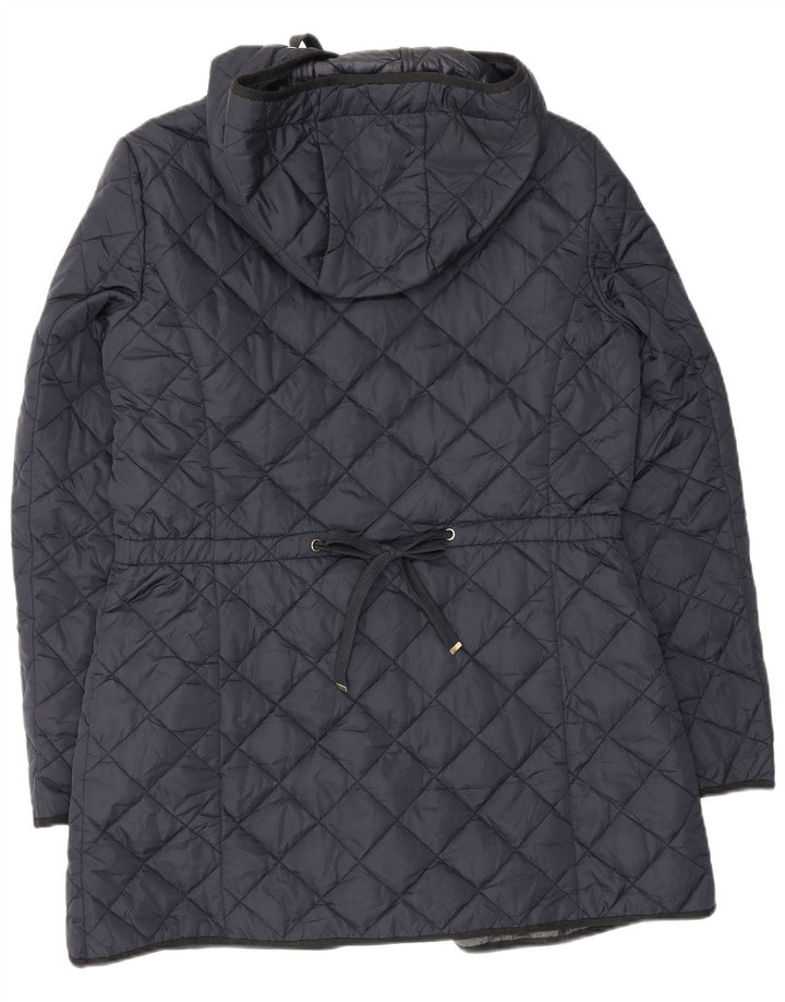 Casaco acolchoado com capuz feminino Massimo Dutti UK 18 XL azul marinho