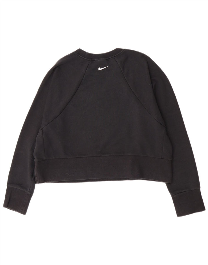 Nike Womens Crop Graphic Moletom Jumper UK 14 Médio Algodão Preto