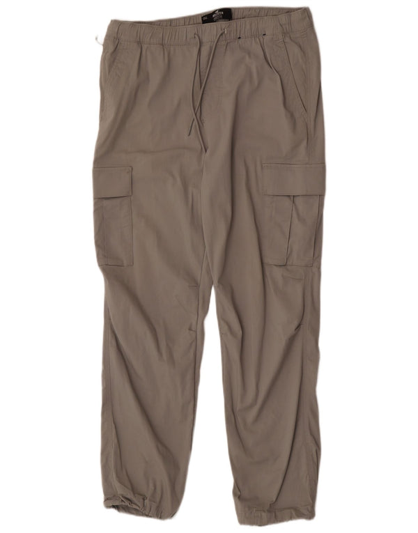 Hollister Mens Joggers Cargo Calças Grande W36 L30 Algodão Cinza