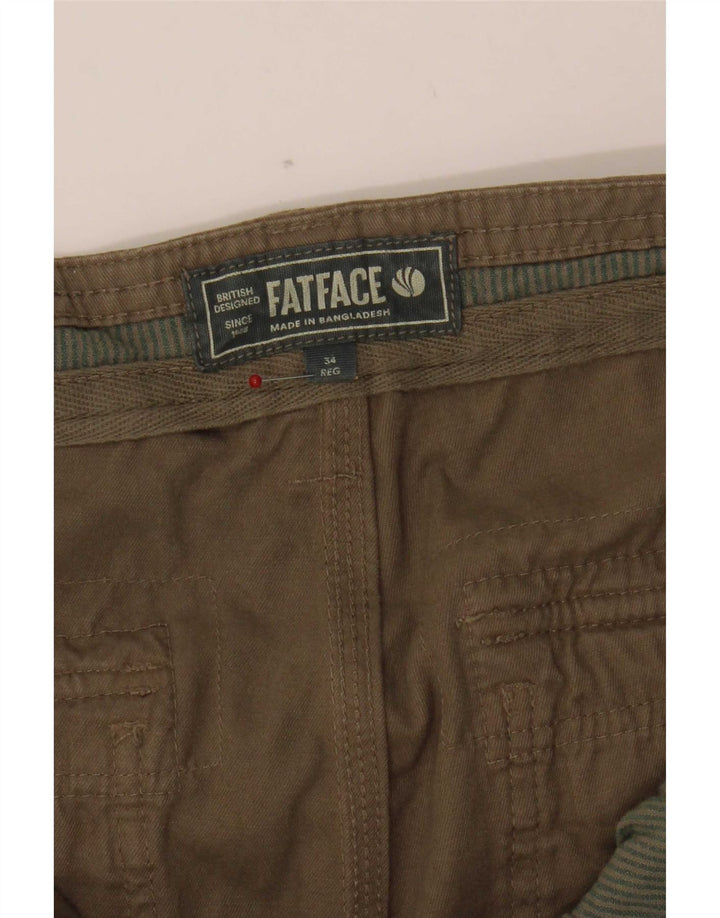 Calça cargo reta masculina Fat Face W34 L31 cáqui