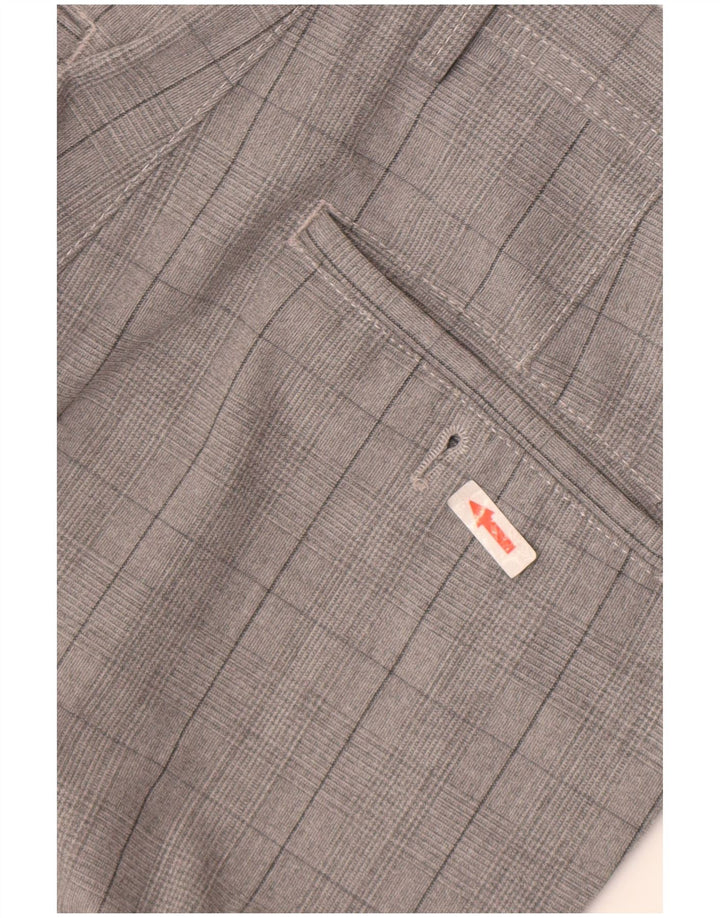 Zara Mens Slim Chino Calças EU 38 Pequeno W30 L28 Poliéster Xadrez Cinza