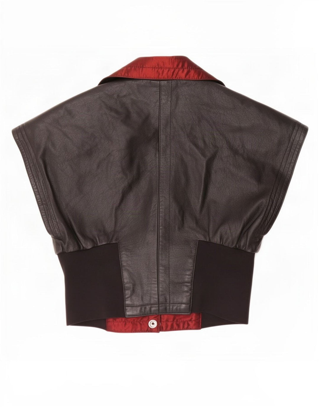 Joslyn Clarke Colete feminino de couro curto IT 42 médio preto