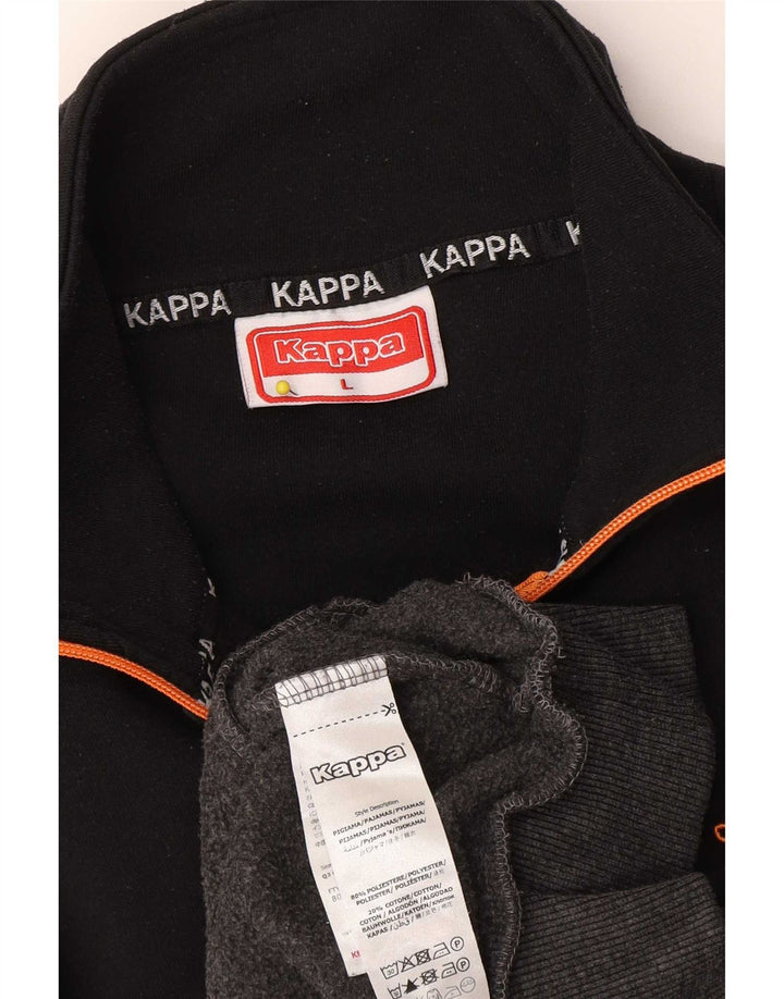 Suéter de lã masculino Kappa com zíper e gola grande cinza colorblock poliéster