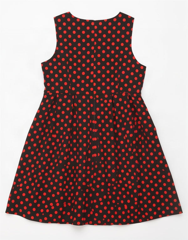 Vestido feminino Dolly And Dotty sem mangas evasê UK 22 3XL preto bolinhas