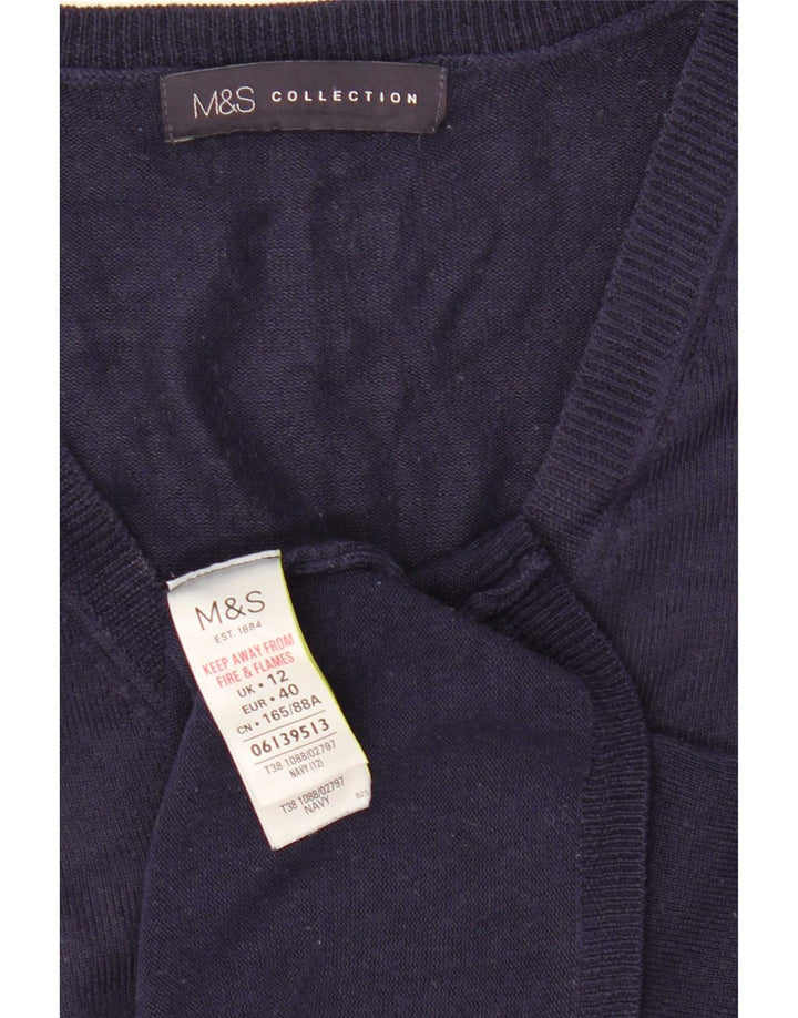 Suéter feminino Marks & Spencer com decote em V Reino Unido 12 médio azul marinho