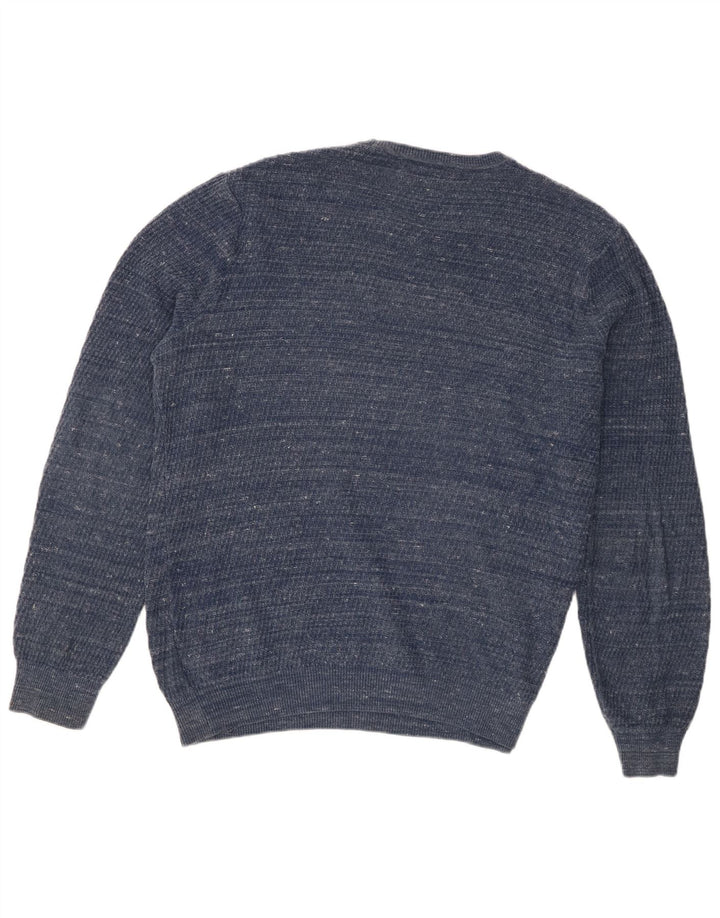 Suéter masculino Marks & Spencer com gola redonda XL algodão manchado azul