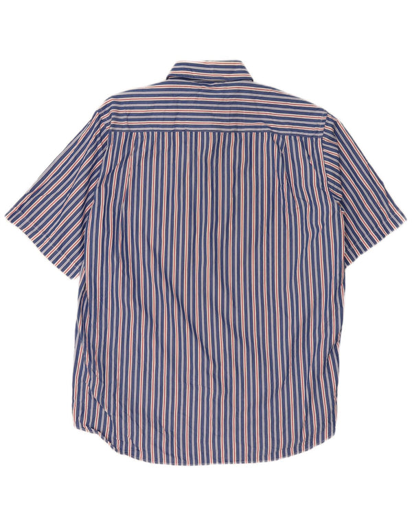 Paul & Shark Mens Short Sleeve Shirt Large Blue Striped Cotton