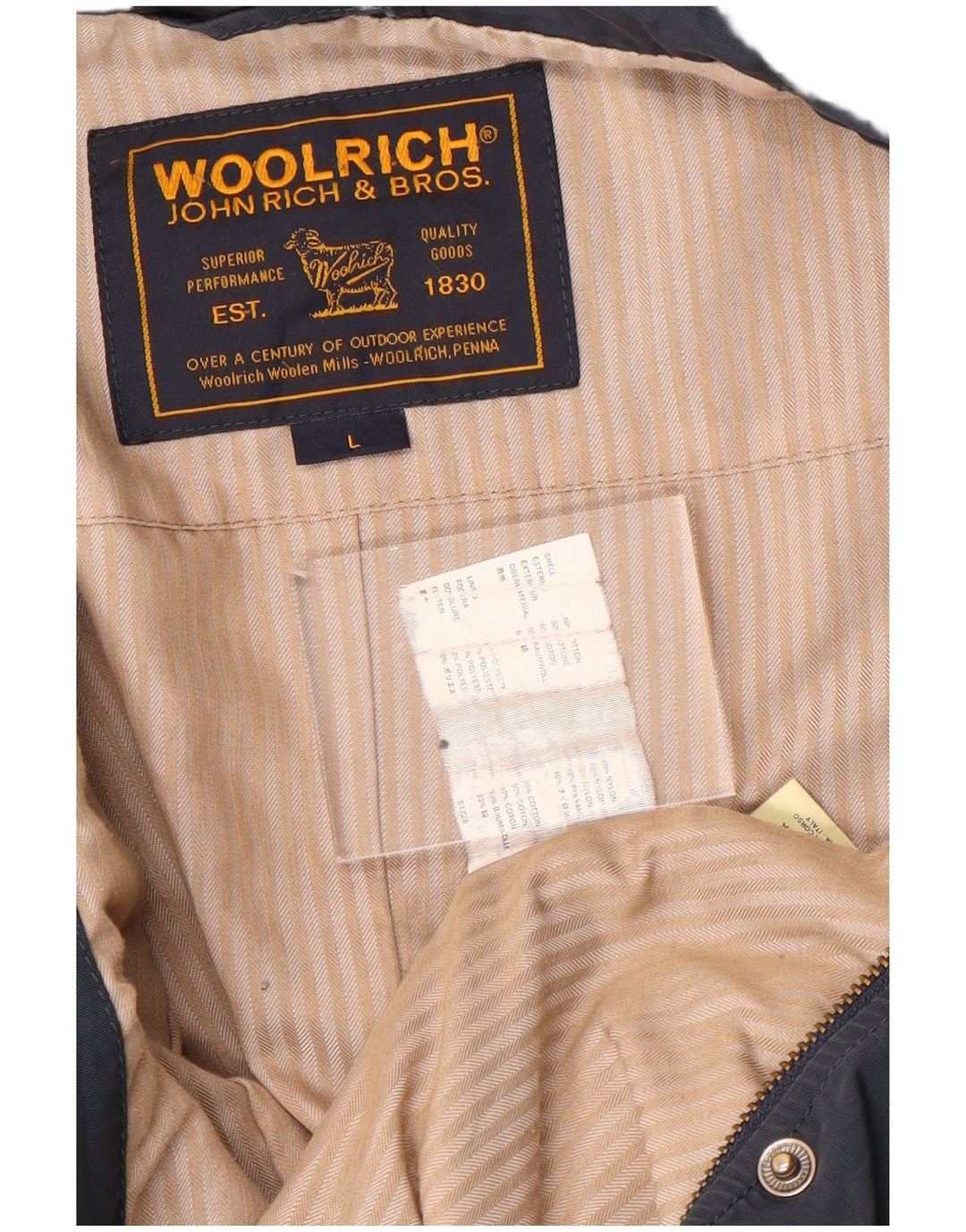 Jaqueta bomber feminina Woolrich Reino Unido 16 grande algodão azul marinho