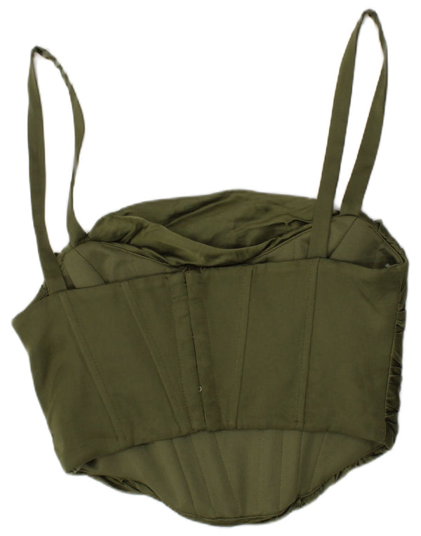 Zara Womens Crop Corset Top Pequeno Caqui