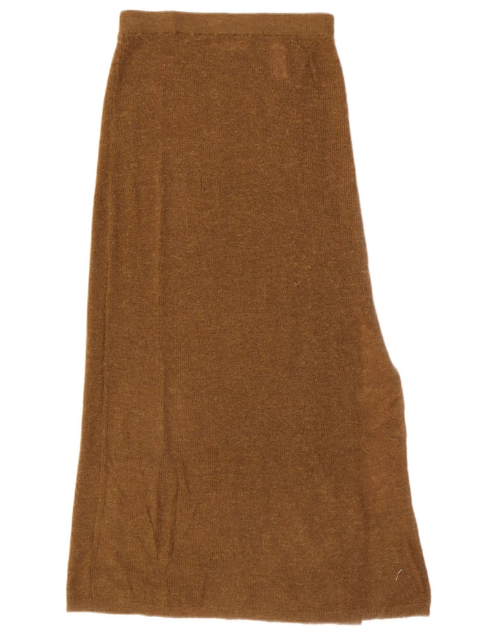 Saia maxi feminina Zara em malha pequena W26 marrom poliamida