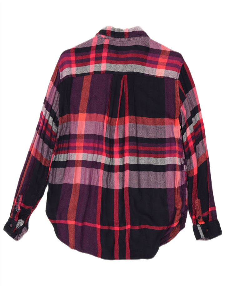 Camisa feminina de flanela Joules Reino Unido 12 xadrez preto médio