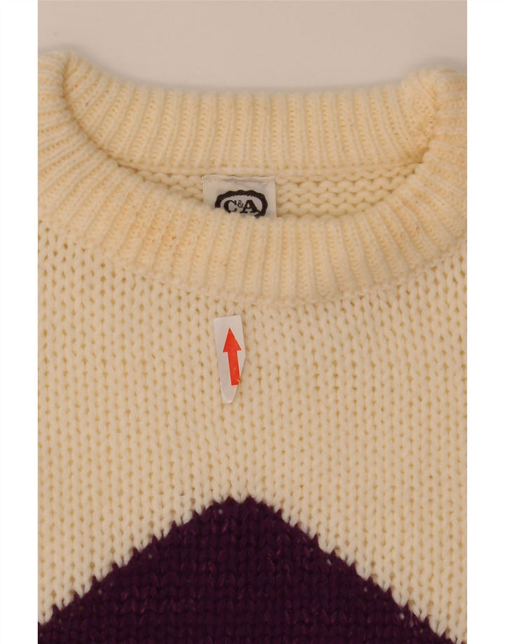 Suéter feminino C&A com gola redonda EU 40 Médio Off White Argyle/Diamante