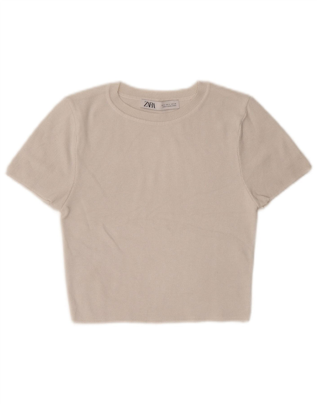 Zara Womens Crop Top UK 12 Medium Off White Viscose