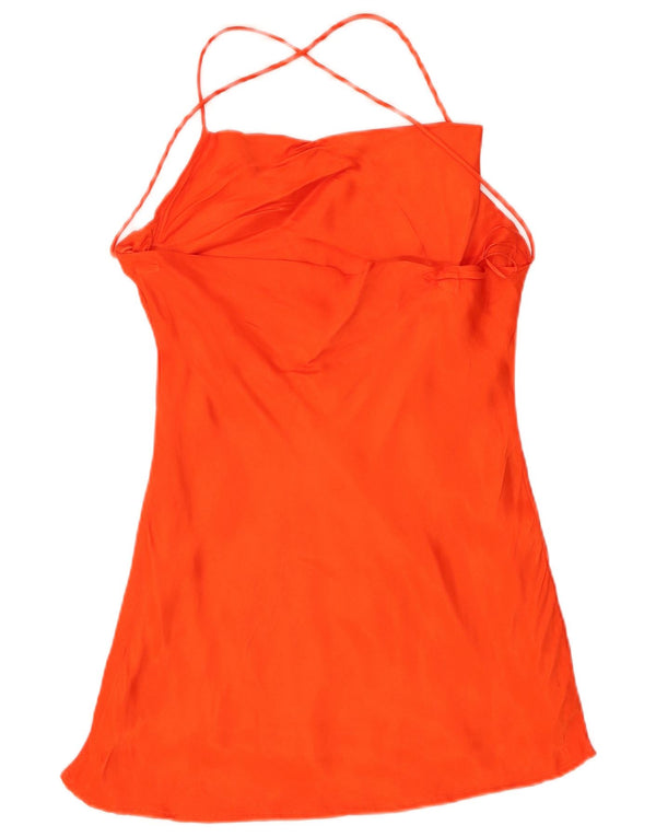 Zara Womens Halter Top UK 10 Pequeno Laranja Viscose