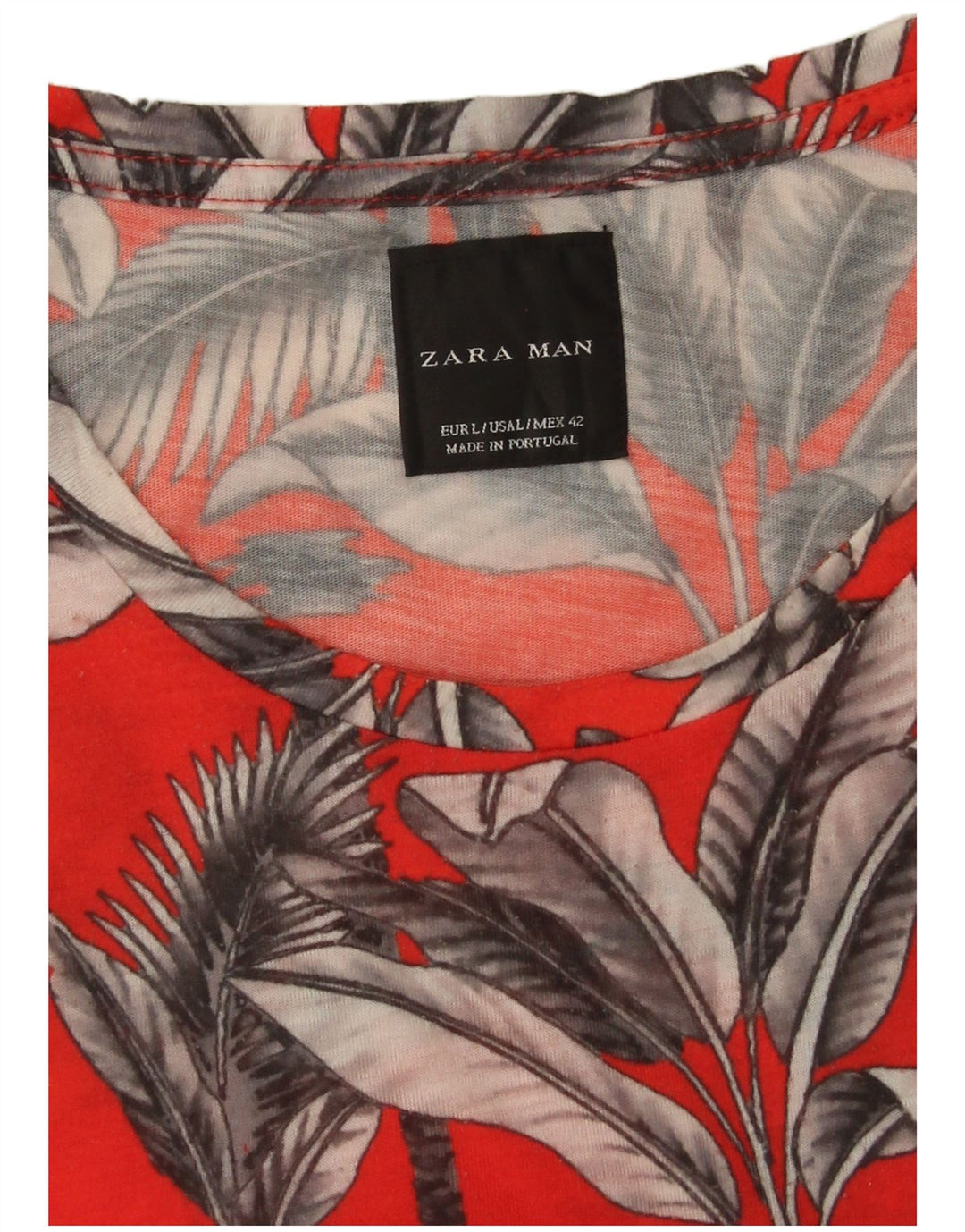 Camiseta masculina Zara Top grande floral vermelho