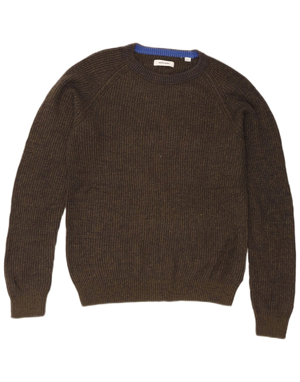Suéter masculino Jack & Jones de ajuste regular com gola redonda, verde médio manchado