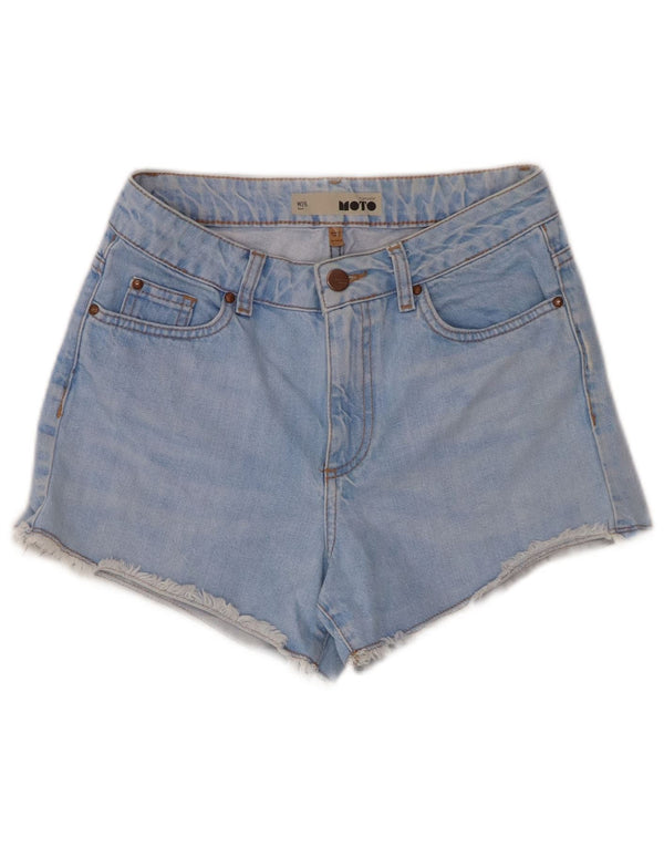 Shorts jeans moto feminino Topshop W26 pequeno algodão azul