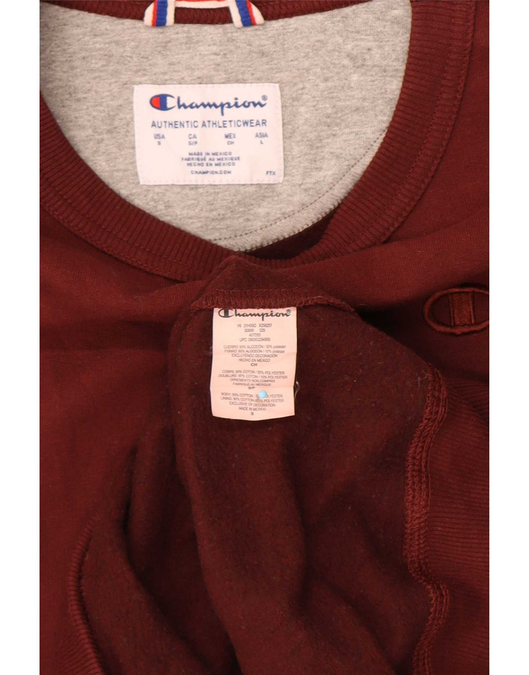 Champion Moletom Masculino Jumper Pequeno Algodão Borgonha
