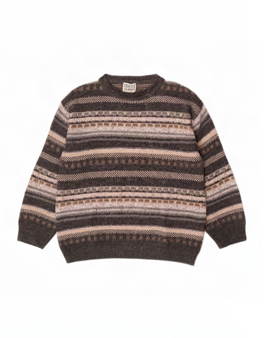Suéter masculino Gianni Alberti com gola redonda IT 52 grande cinza geométrico