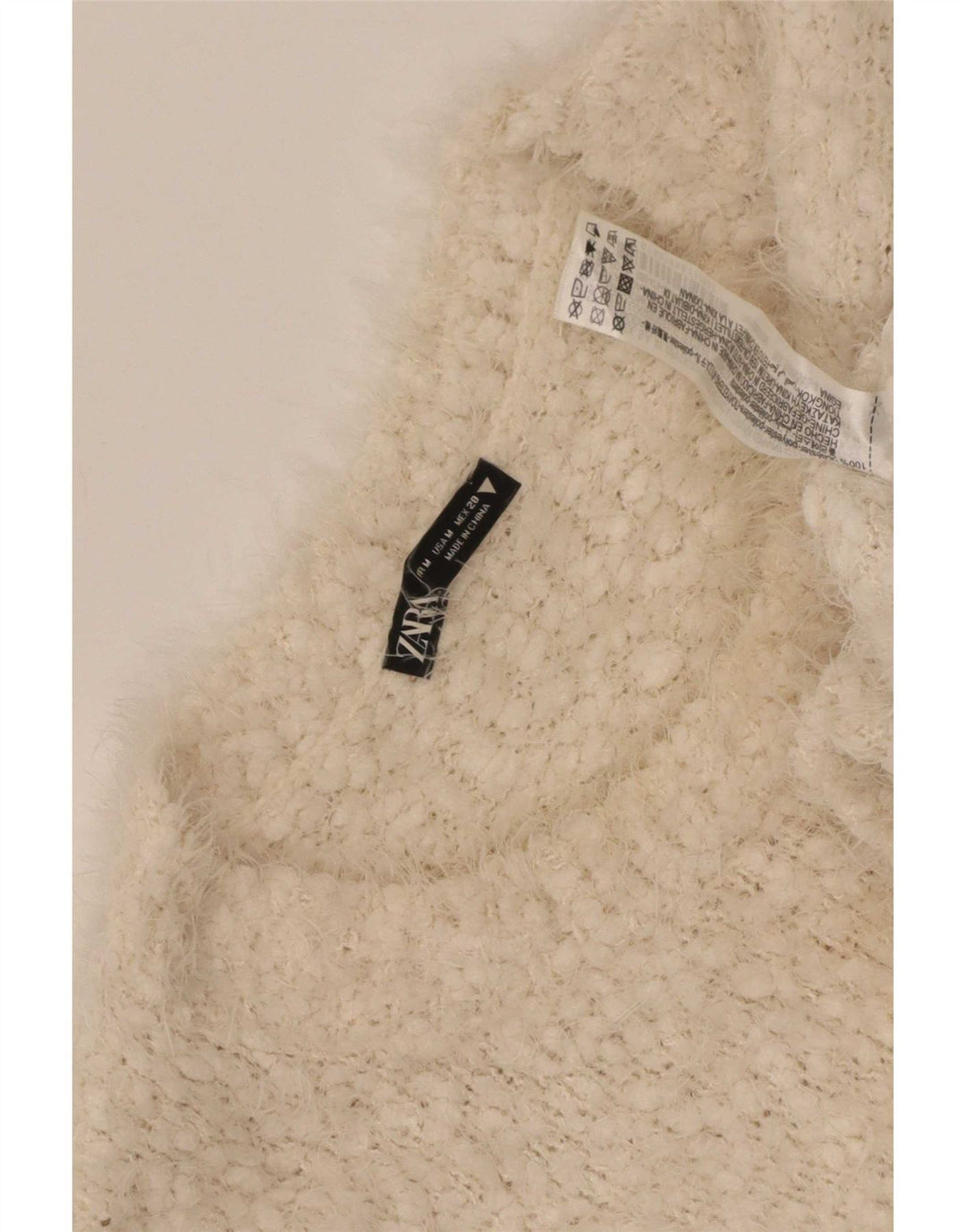Suéter feminino Zara com gola canoa e gola redonda, poliéster bege médio 14