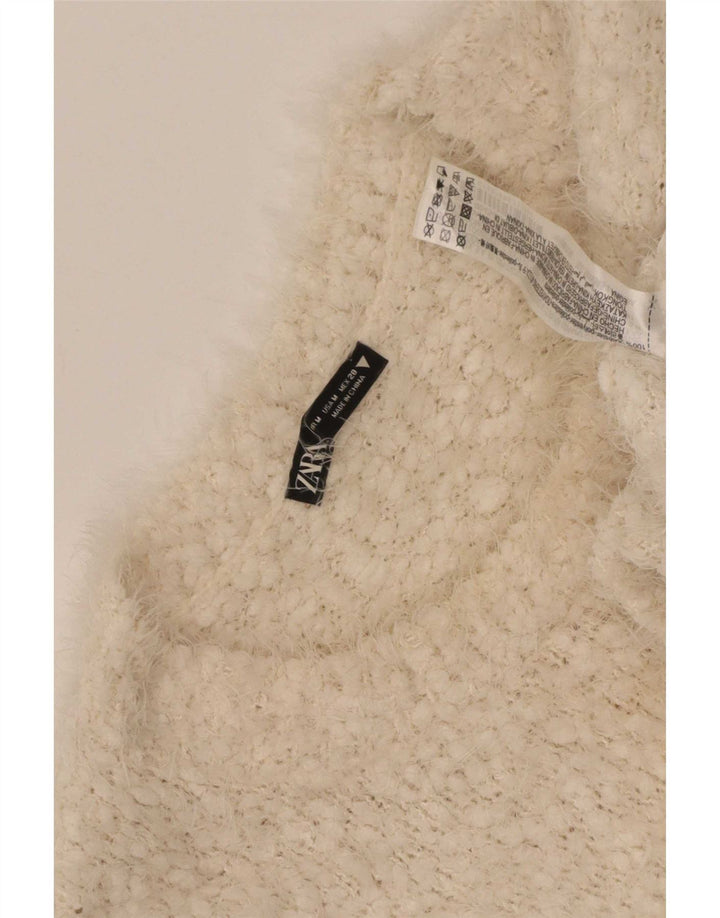 Suéter feminino Zara com gola canoa e gola redonda, poliéster bege médio 14