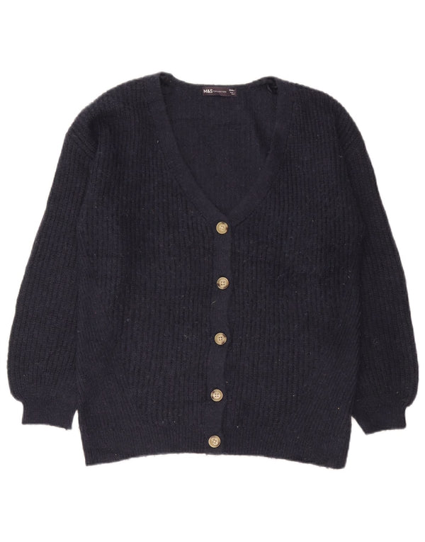 Suéter cardigã feminino grande Marks & Spencer Reino Unido 10 pequeno azul marinho
