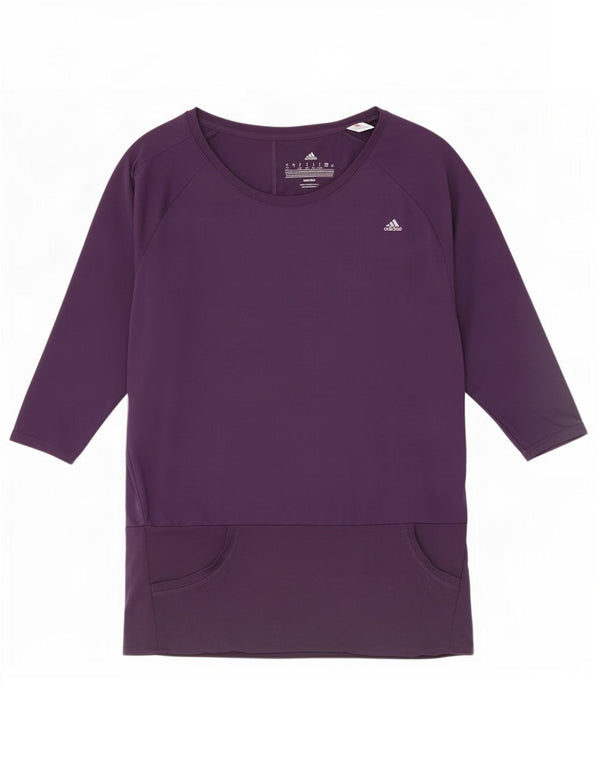 Adidas Feminino Climalite Oversized Top Manga 3/4 Reino Unido 12/14 Médio Roxo