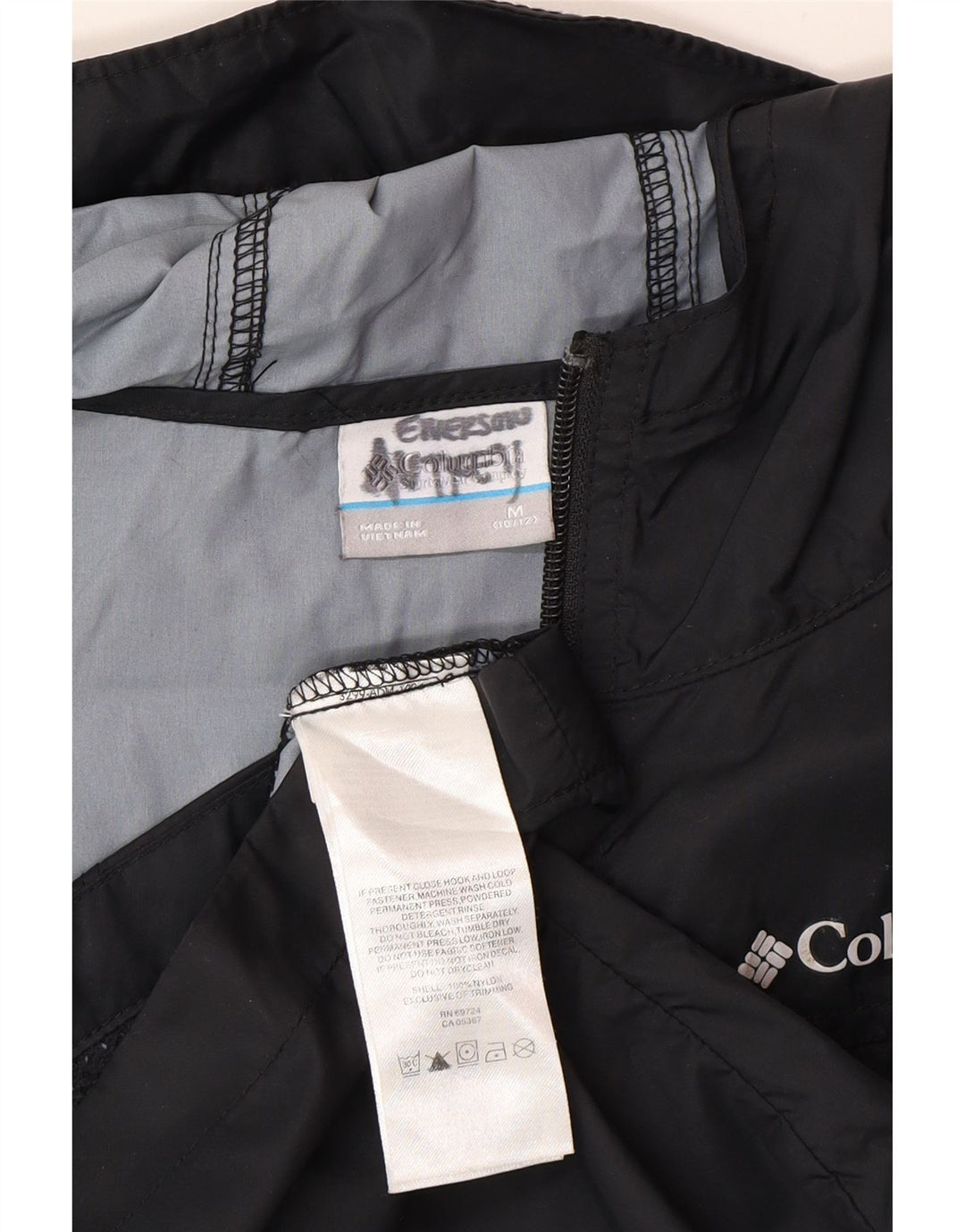 Jaqueta de chuva com capuz Columbia Boys 10-11 anos médio preto nylon