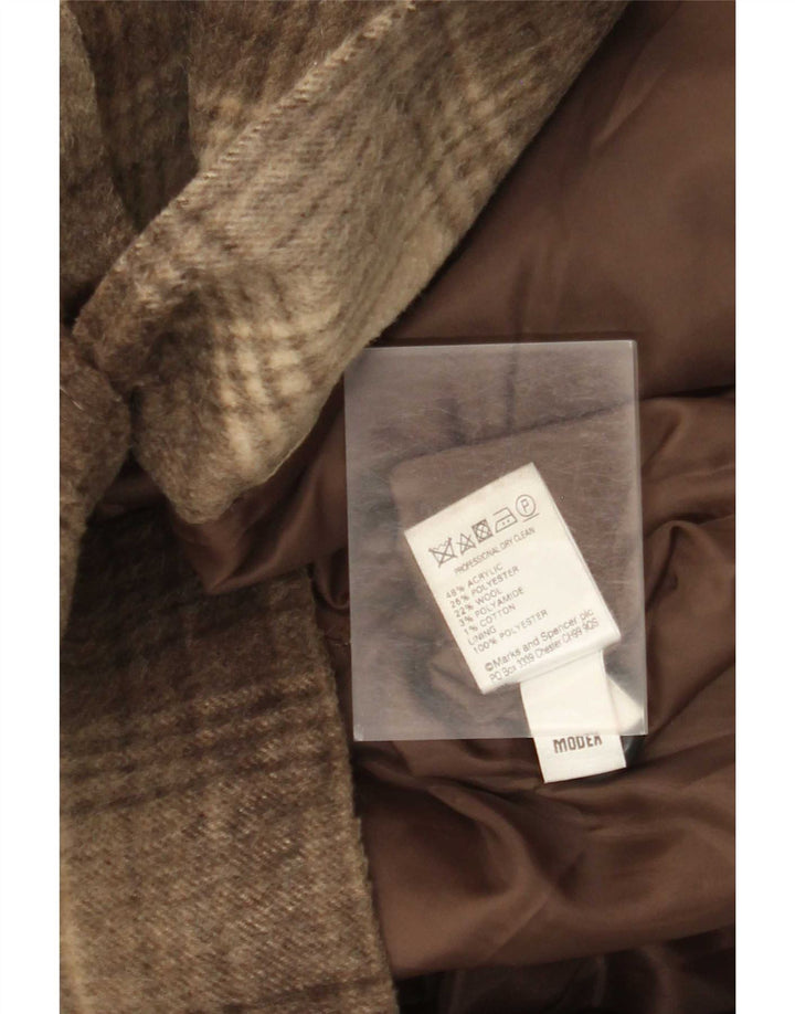 Sobretudo feminino Marks & Spencer UK 18 XL marrom xadrez acrílico