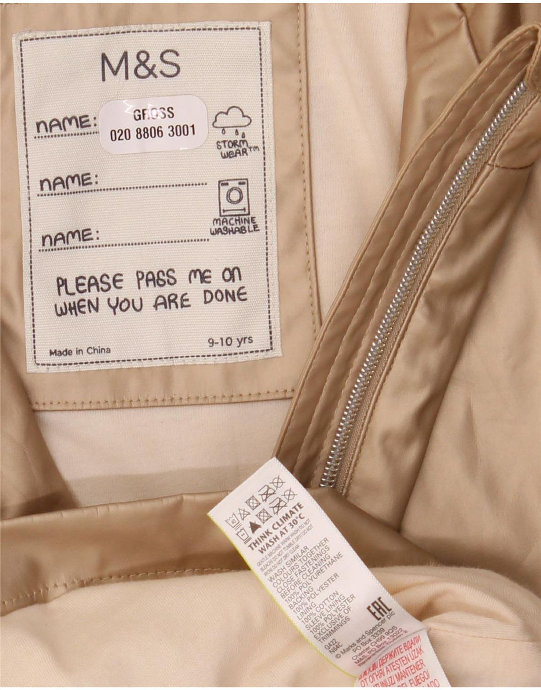 Capa de chuva com capuz para meninas Marks & Spencer 9-10 anos poliuretano dourado