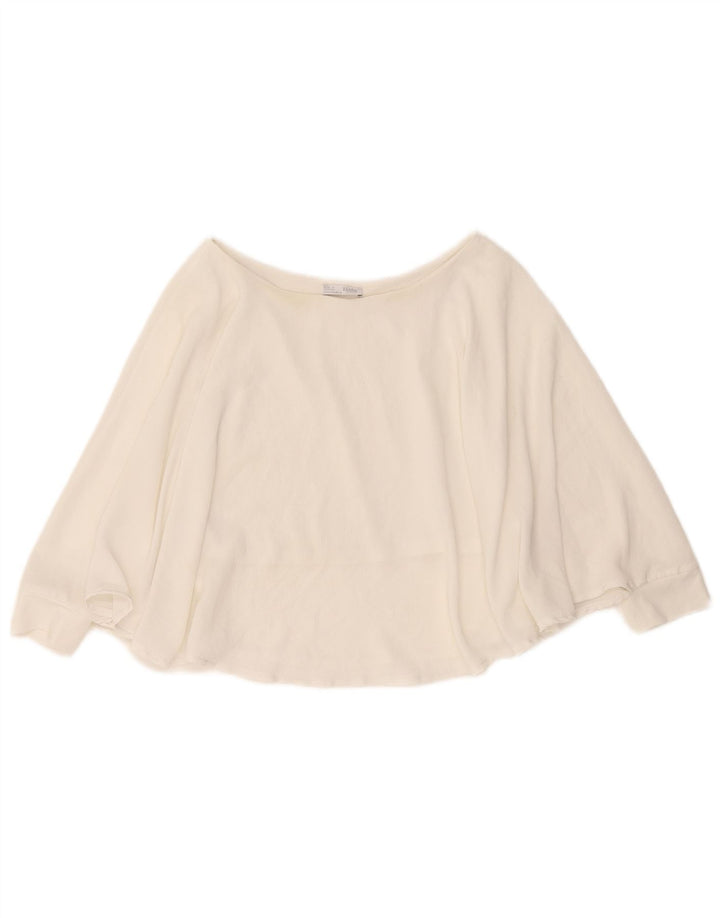 Zara blusa feminina poncho sem mangas top UK 10 pequena branca
