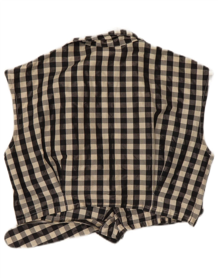 Blusa feminina vintage sem mangas com corte IT 42 médio preto guingão