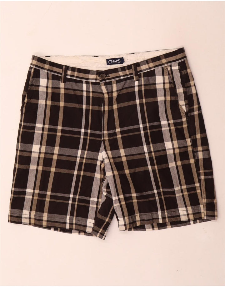 Shorts Chino Masculino Chaps W38 XL Algodão Xadrez Marrom
