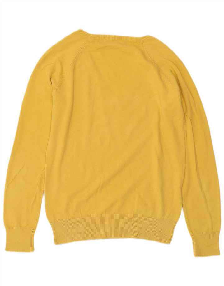Suéter feminino ZARA com decote em V Reino Unido 14 grande algodão amarelo