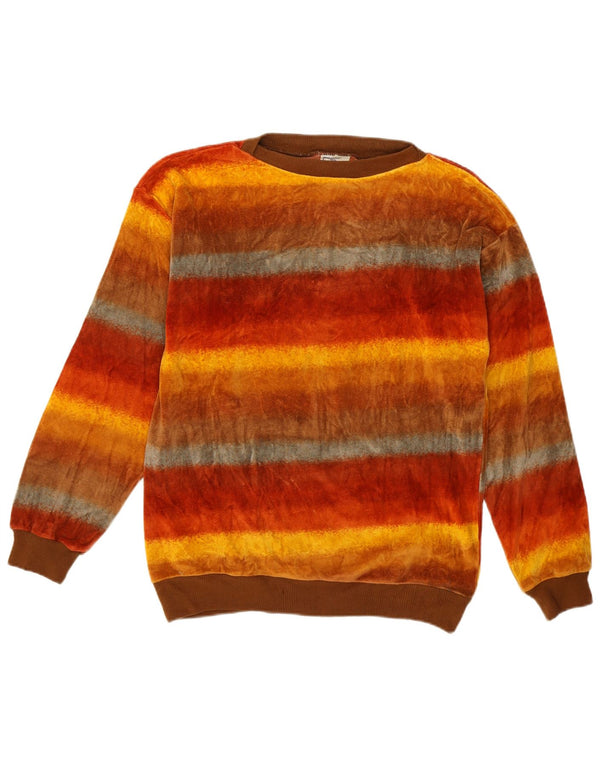 Suéter feminino vintage de veludo, suéter UK 14 listrado médio multicolorido