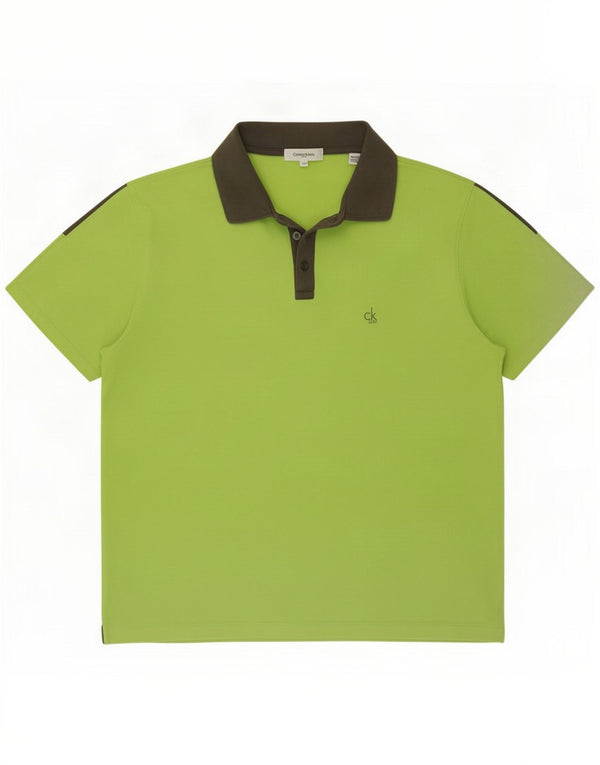 Calvin Klein Camisa polo masculina de rugby grande algodão verde