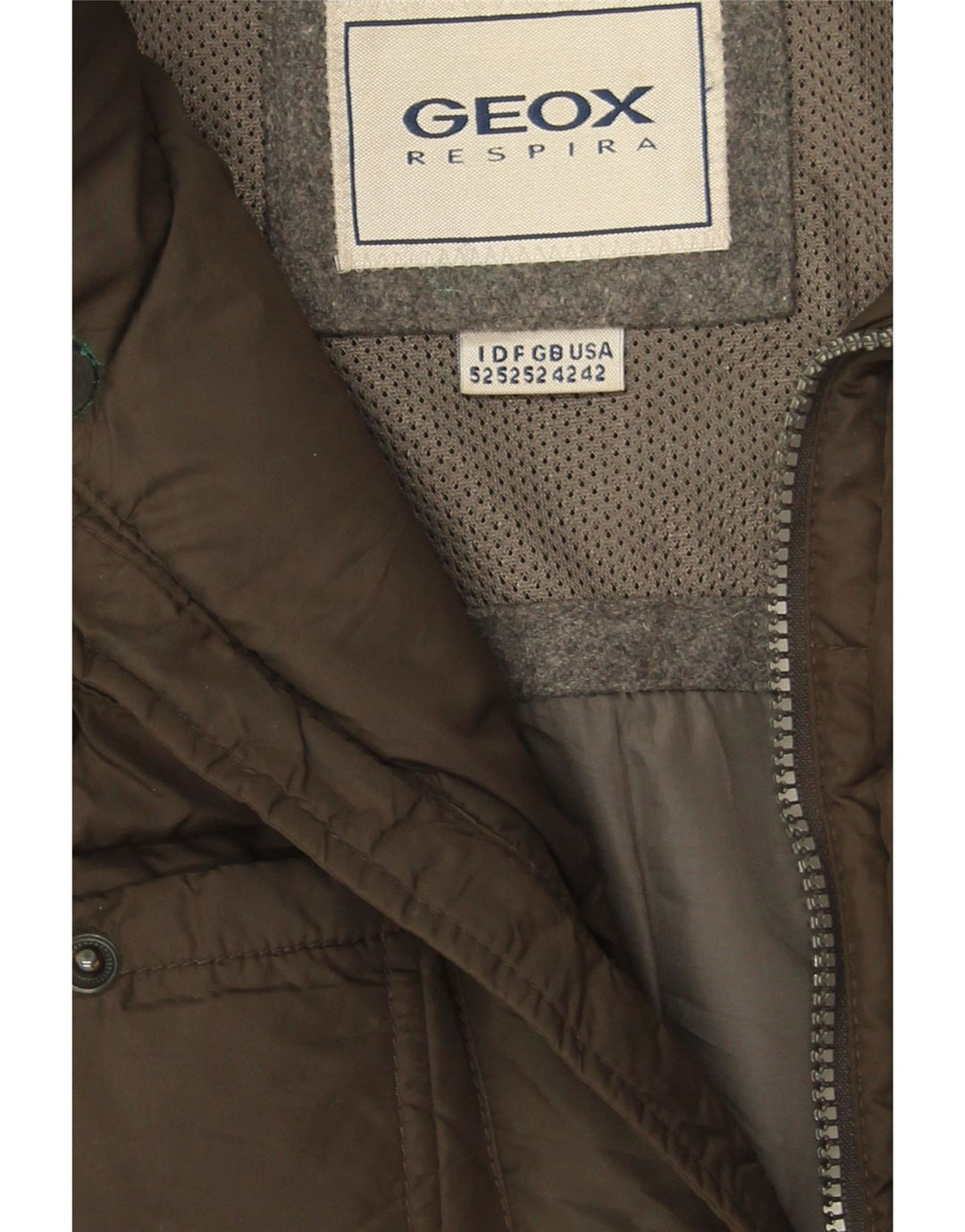 Jaqueta acolchoada masculina Geox com capuz UK 42 XL poliamida cáqui
