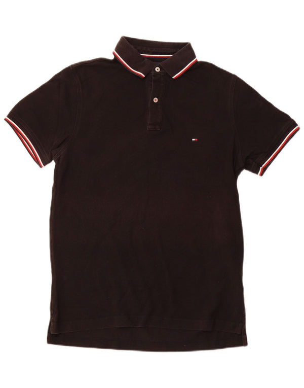 Camisa polo masculina TOMMY HILFIGER slim fit de algodão preto médio