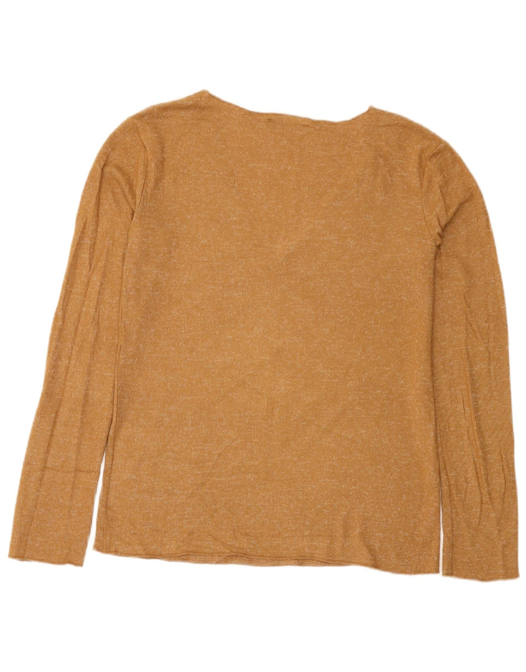 Top feminino Zara de manga comprida UK 10 pequeno bege manchado